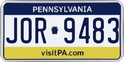 PA license plate JOR9483