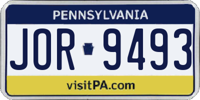 PA license plate JOR9493