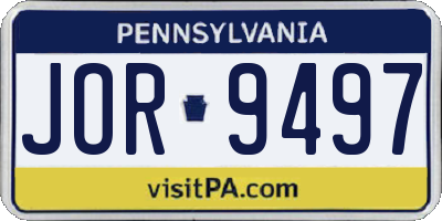 PA license plate JOR9497