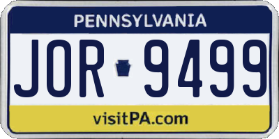 PA license plate JOR9499