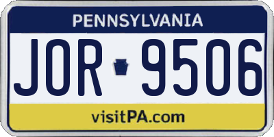 PA license plate JOR9506