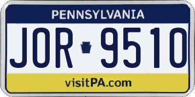 PA license plate JOR9510