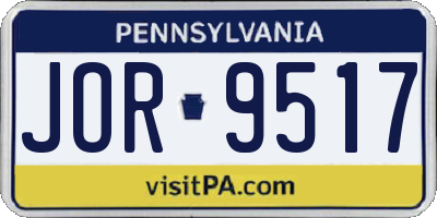 PA license plate JOR9517
