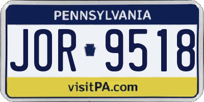PA license plate JOR9518