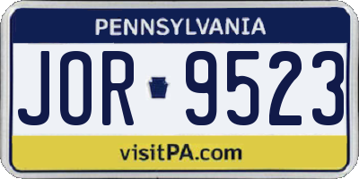 PA license plate JOR9523