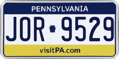 PA license plate JOR9529