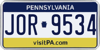 PA license plate JOR9534