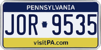 PA license plate JOR9535