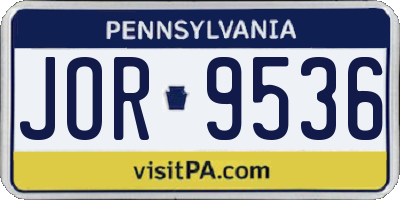 PA license plate JOR9536