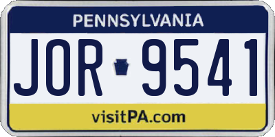 PA license plate JOR9541