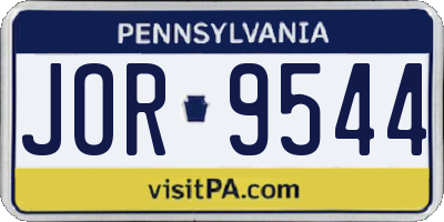 PA license plate JOR9544