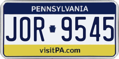 PA license plate JOR9545