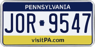 PA license plate JOR9547
