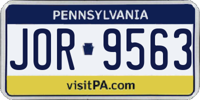 PA license plate JOR9563