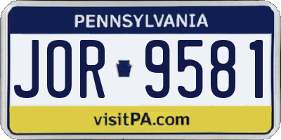 PA license plate JOR9581