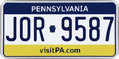 PA license plate JOR9587