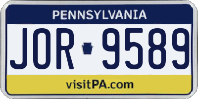 PA license plate JOR9589