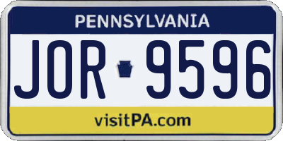 PA license plate JOR9596