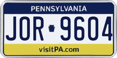 PA license plate JOR9604