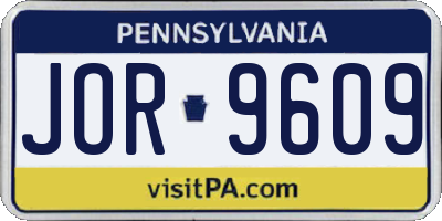 PA license plate JOR9609