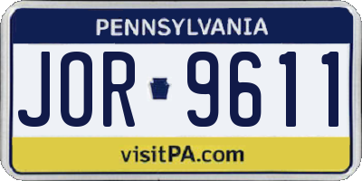 PA license plate JOR9611