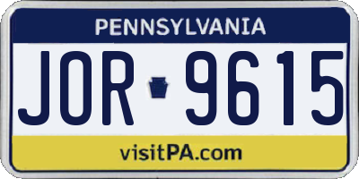 PA license plate JOR9615