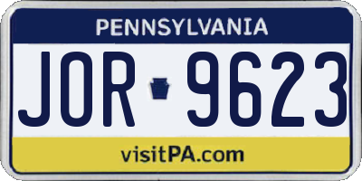 PA license plate JOR9623