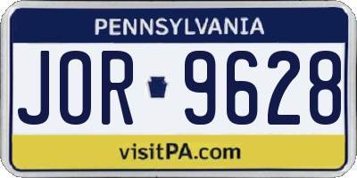 PA license plate JOR9628