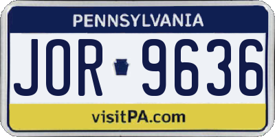PA license plate JOR9636