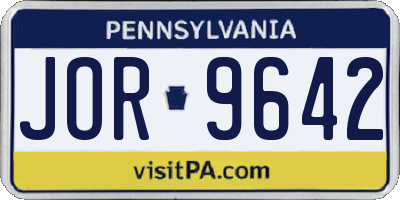 PA license plate JOR9642