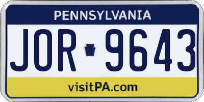 PA license plate JOR9643