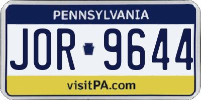 PA license plate JOR9644