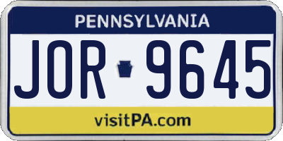 PA license plate JOR9645
