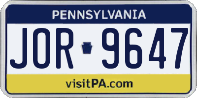 PA license plate JOR9647