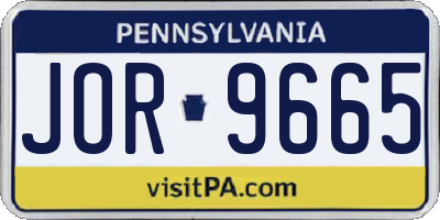 PA license plate JOR9665