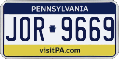 PA license plate JOR9669