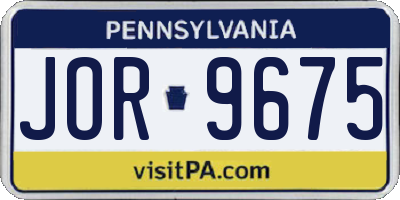 PA license plate JOR9675