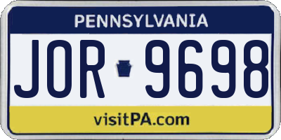 PA license plate JOR9698