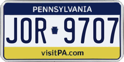 PA license plate JOR9707