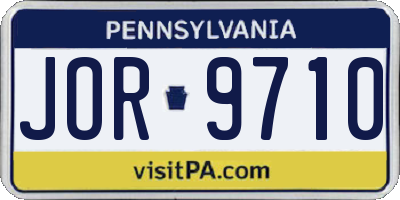 PA license plate JOR9710