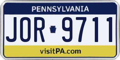 PA license plate JOR9711