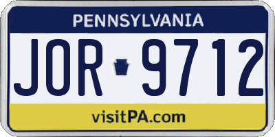 PA license plate JOR9712