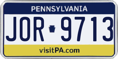 PA license plate JOR9713