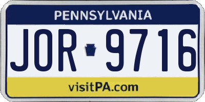 PA license plate JOR9716