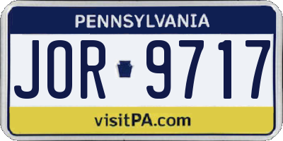 PA license plate JOR9717