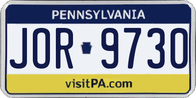 PA license plate JOR9730