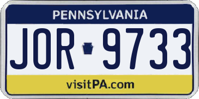 PA license plate JOR9733