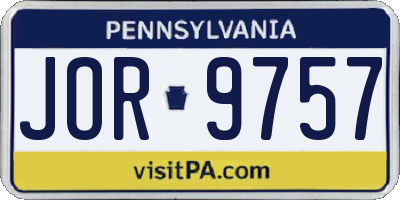 PA license plate JOR9757