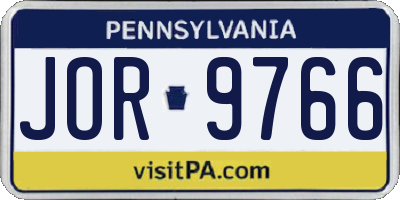 PA license plate JOR9766