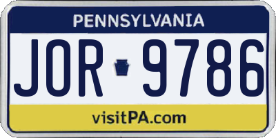 PA license plate JOR9786